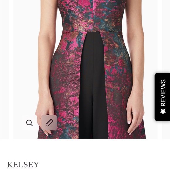 Kay Unger Vibrant Pink and Black Walk Thru Jumpsuit - Picture 4 of 8